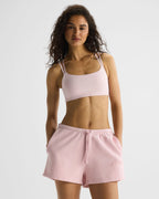 Varsity Applique Washed Sweat Shorts - Soft Pink