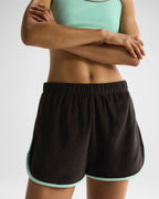 Terry Towelling Piping Shorts - Coffee Bean