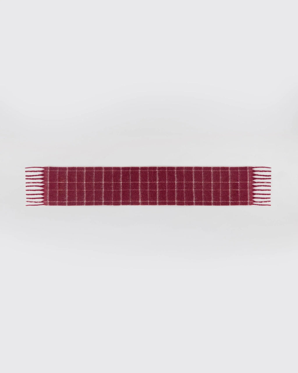 Brushed Checked Scarf - Berry Red