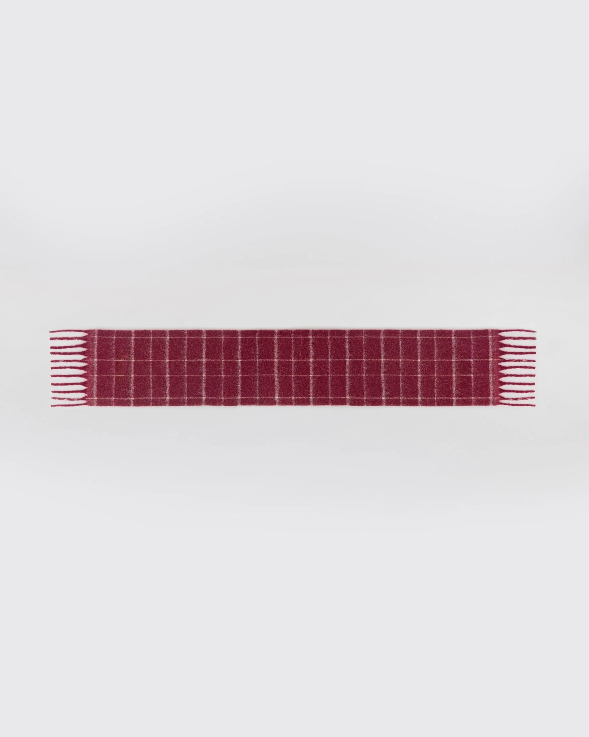 Brushed Checked Scarf - Berry Red