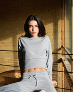 Modal Cinch Hem Sweatshirt - Light Grey Melange