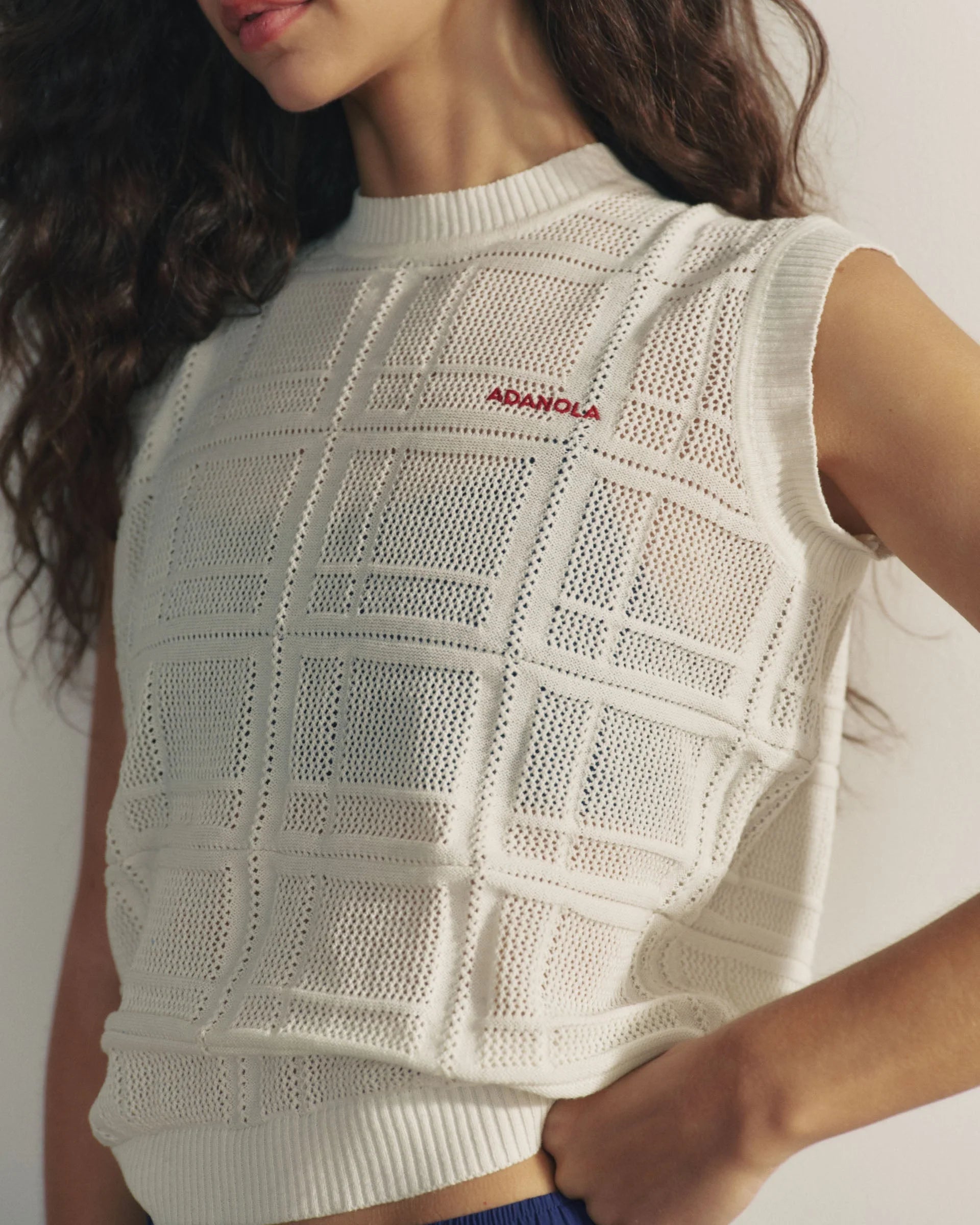 Jaquard Knit Vest Top - Marshmallow White