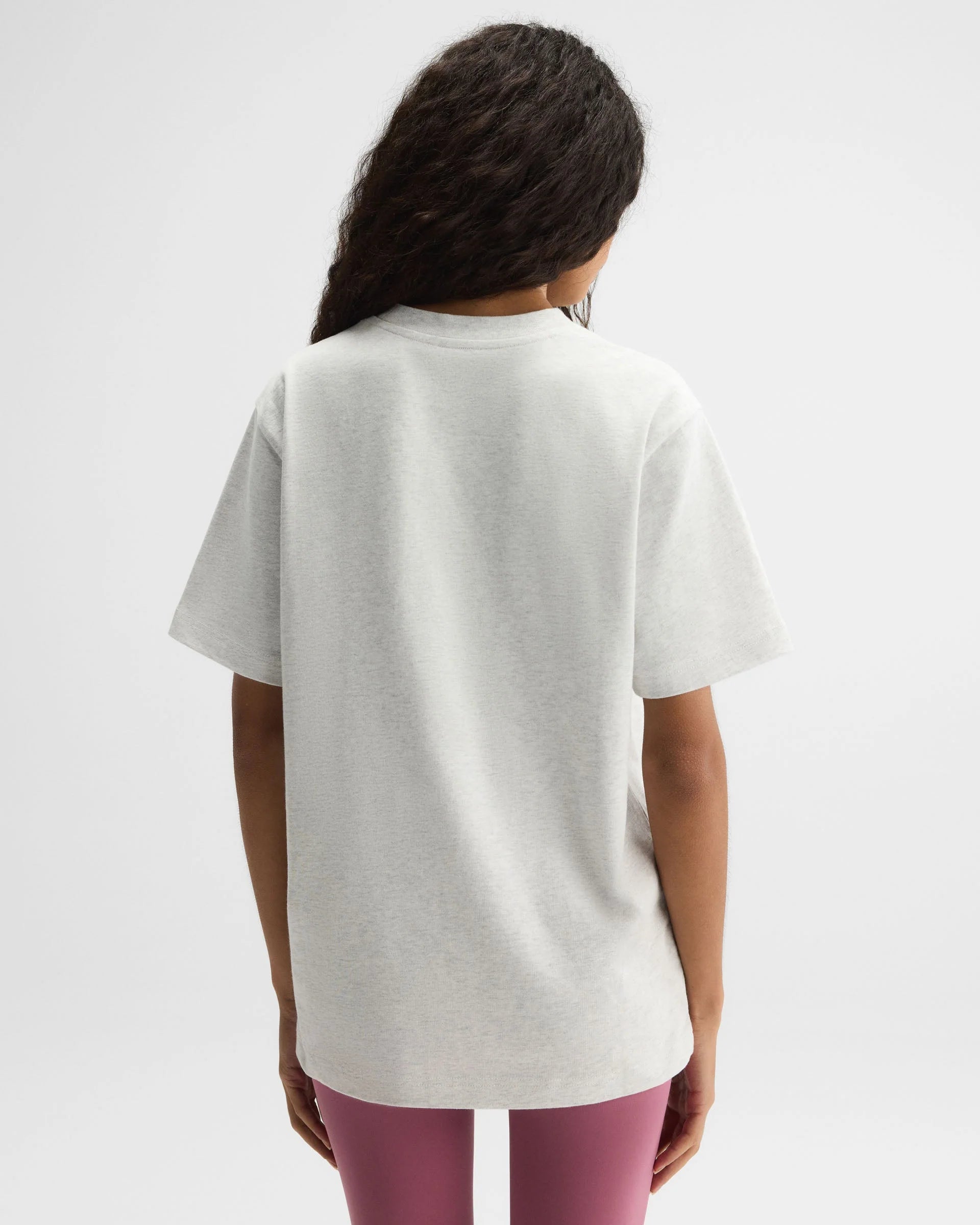 Adanola Script Embroidered Short Sleeve Oversized T-shirt - Light Grey Melange/Damson Red