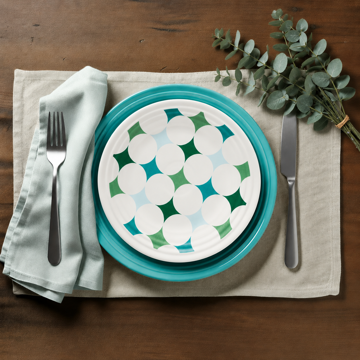 Aegean Kaleido Circles Classic Rim 9 Inch Luncheon Plate