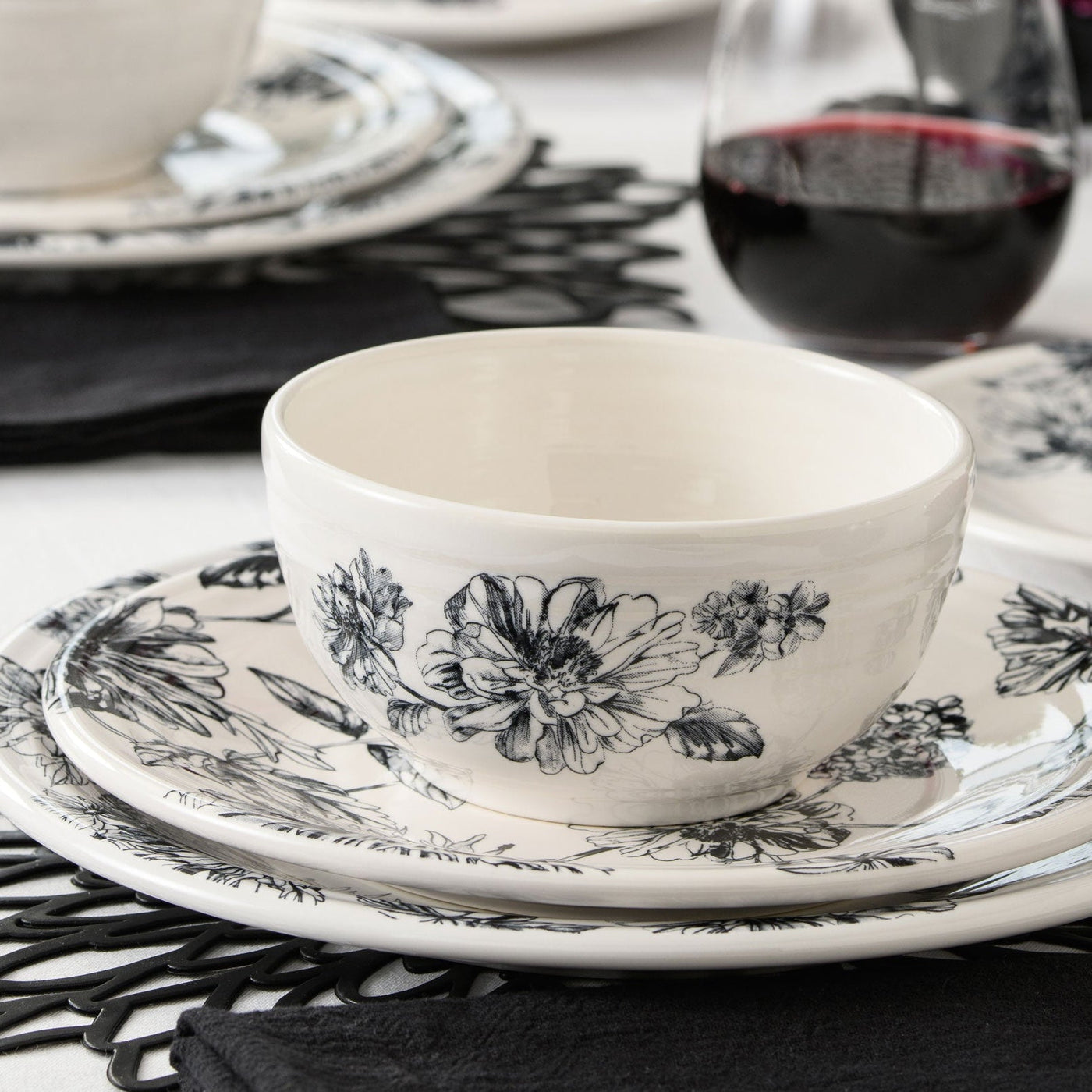 Botanical Floral Black 5 OZ Mini Disk Pitcher