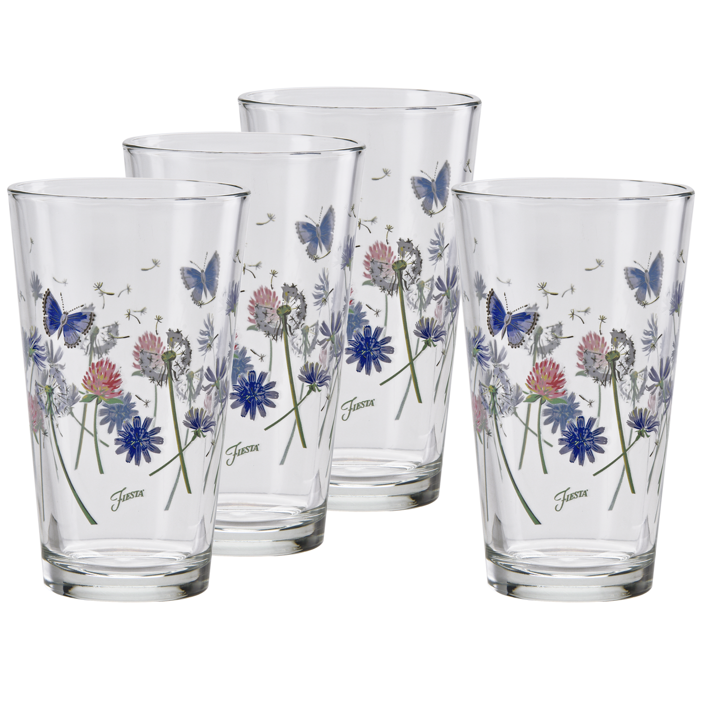 Retired Breezy Floral 16 oz. Cooler Glass - Set of 4