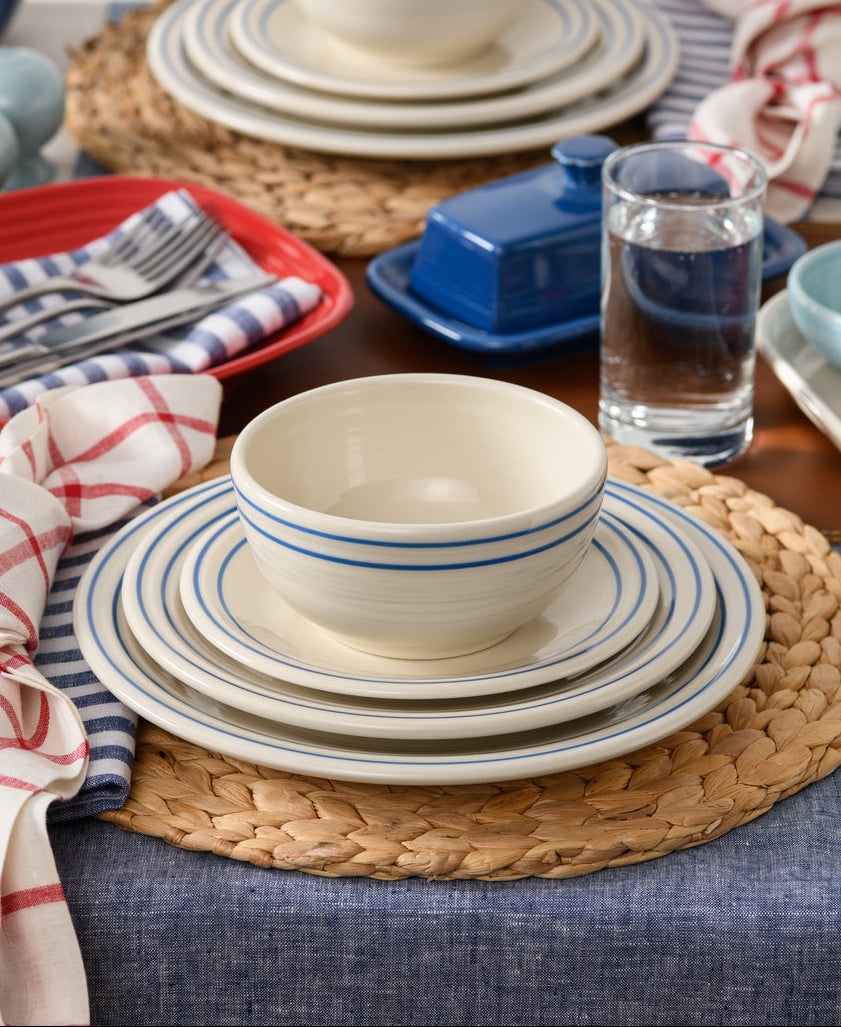 Americana Lapis Band Classic Bistro 3-Piece Dinnerware Set, Service For 1