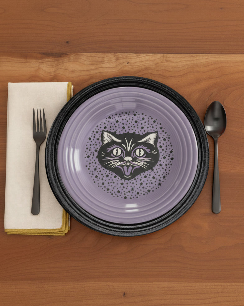 Black Cat Lavender Classic Rim 9 Inch Luncheon Plate