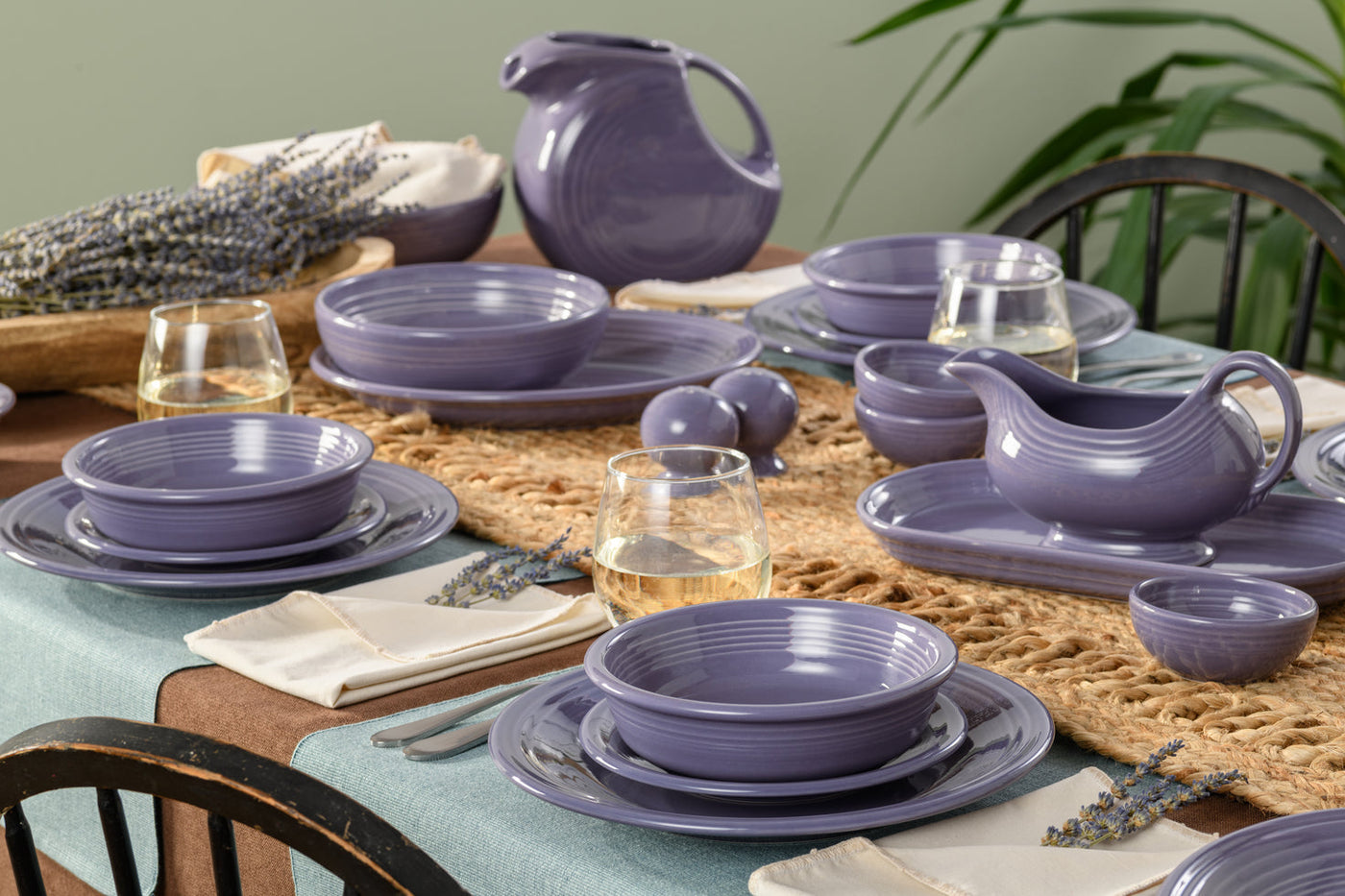 Lavender Classic Rim 3-Piece Dinnerware Set, Service for 1