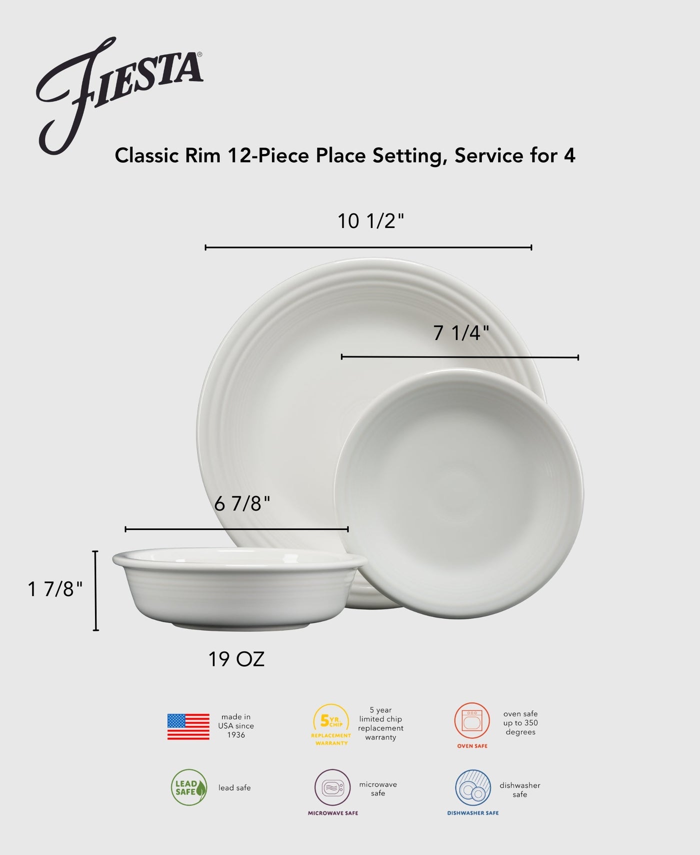 Mixed Aegean Classic Rim 12-Piece Dinnerware Set, Service for 4