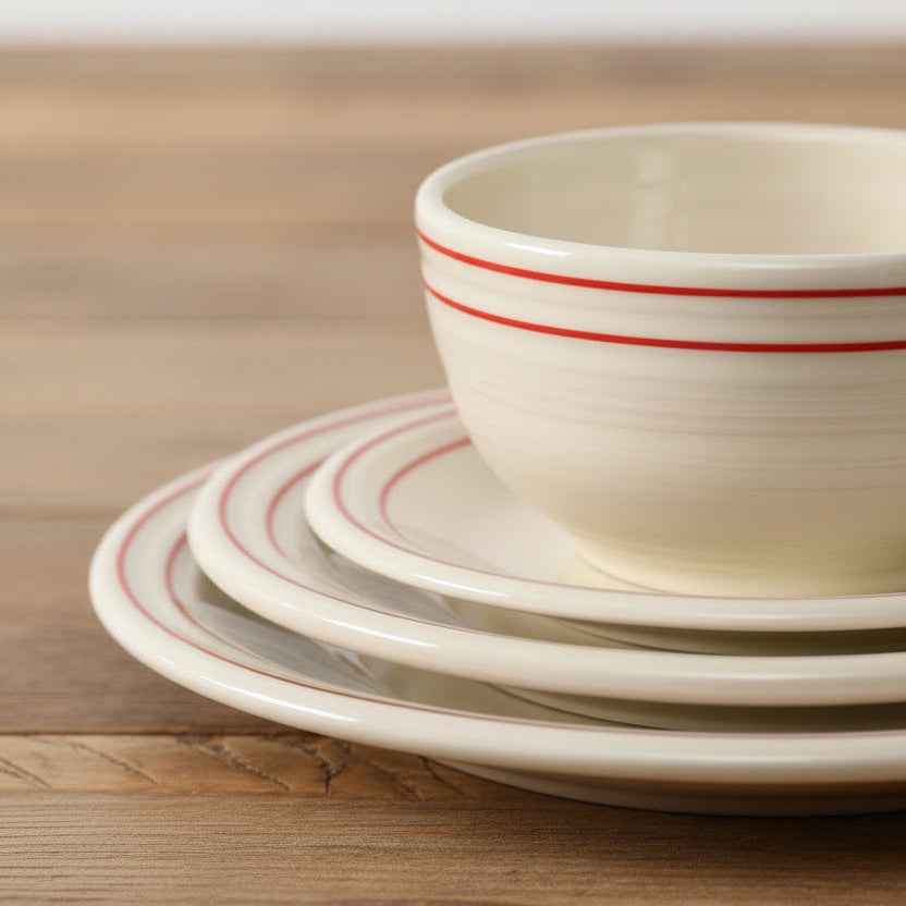 Americana Scarlet Band Classic Bistro 3-Piece Dinnerware Set, Service For 1