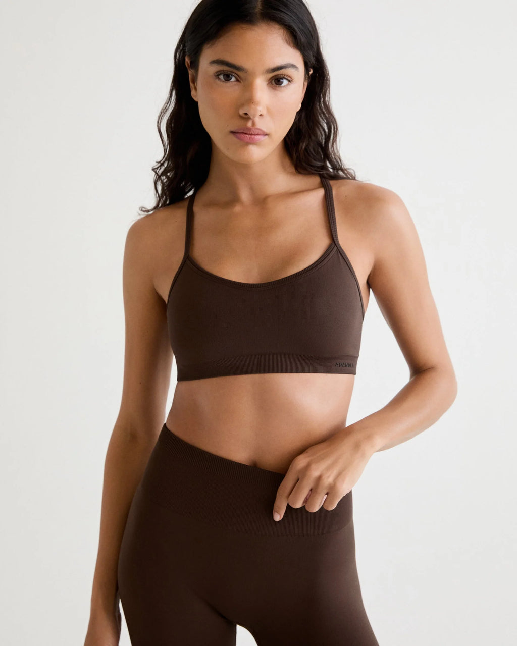Classic Seamless Cross Back Bra - Chocolate Brown