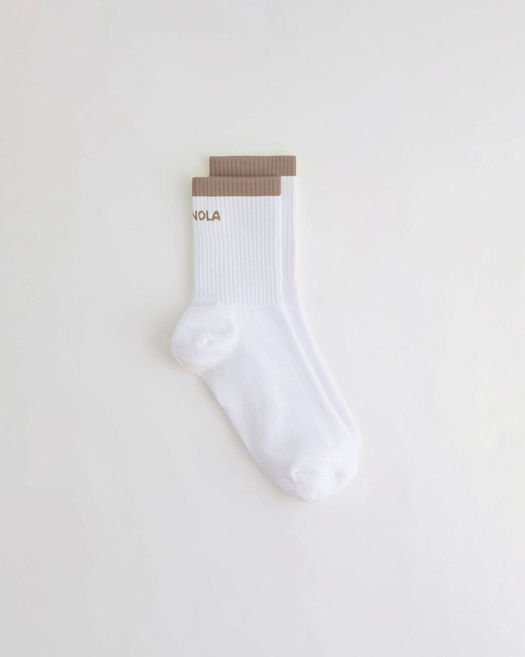 Single Stripe Socks - White/Dusty Brown