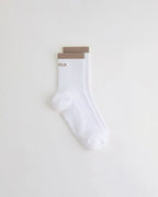 Single Stripe Socks - White/Dusty Brown