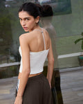 Toggle Back Rib Top - White