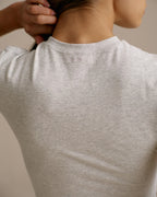 Cotton Short Sleeve Top - Grey Melange