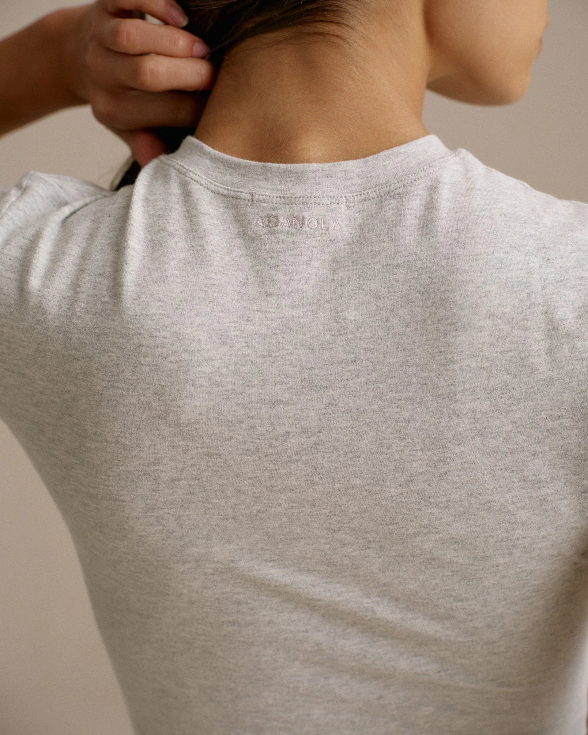 Cotton Short Sleeve Top - Grey Melange