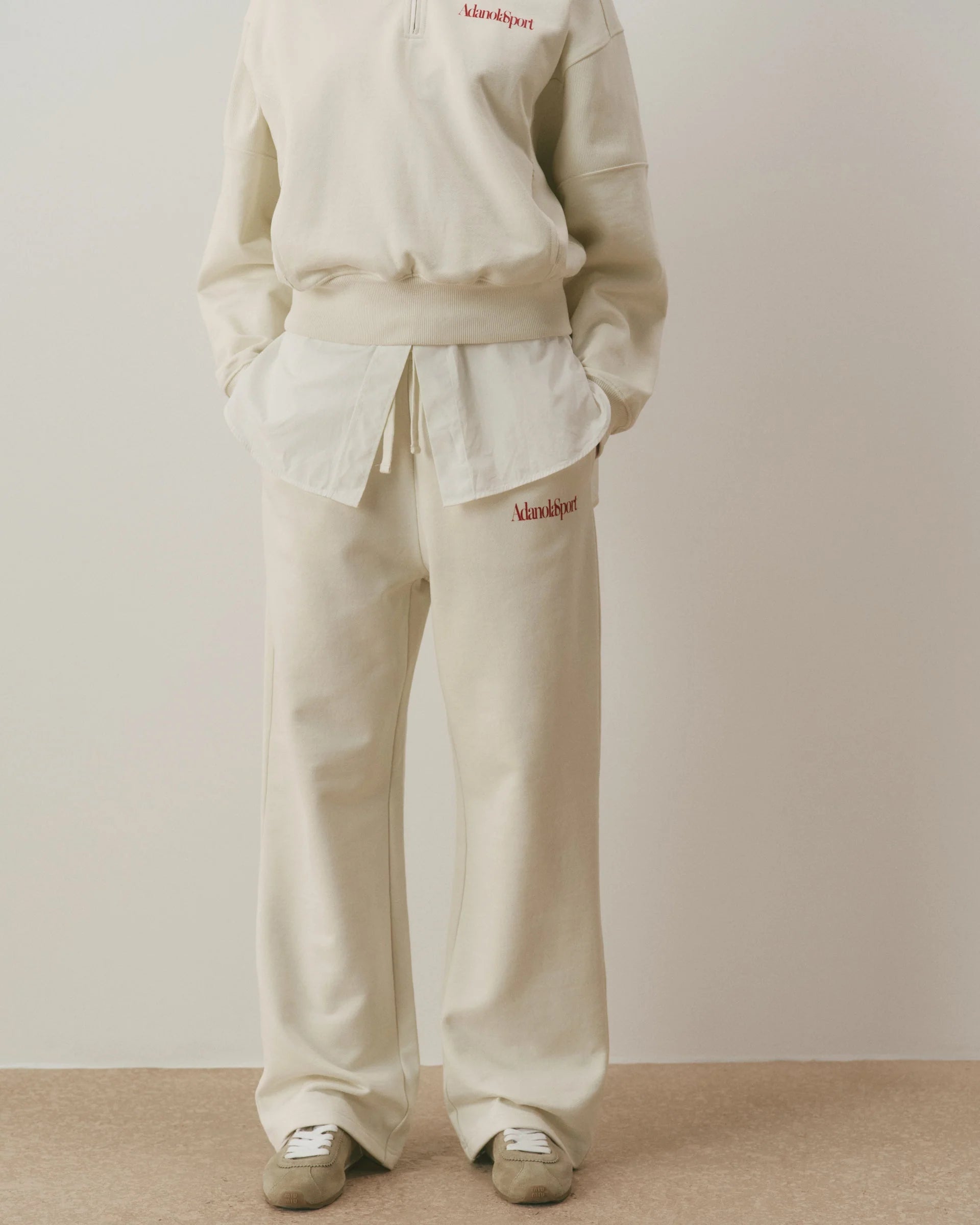 Retro AS Loose Fit Straight Leg Sweatpants - Marshmallow White/Classic Red