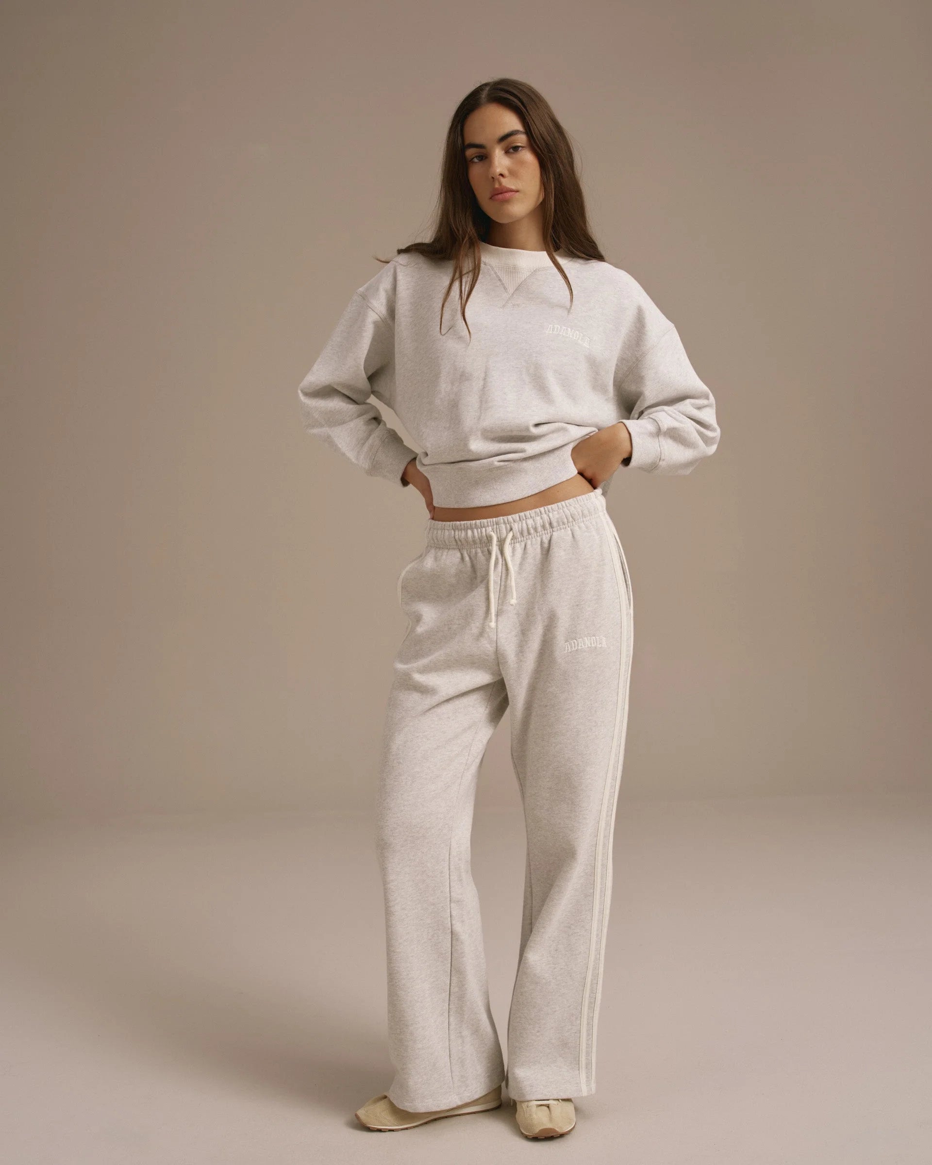 Varsity Loose Fit Sweatpants - Light Grey Melange/Marshmallow White