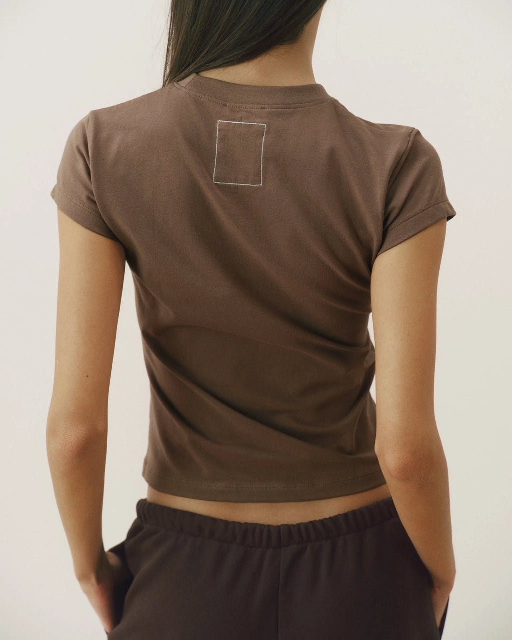 Signature Stitch Baby Tee - Dusty Brown