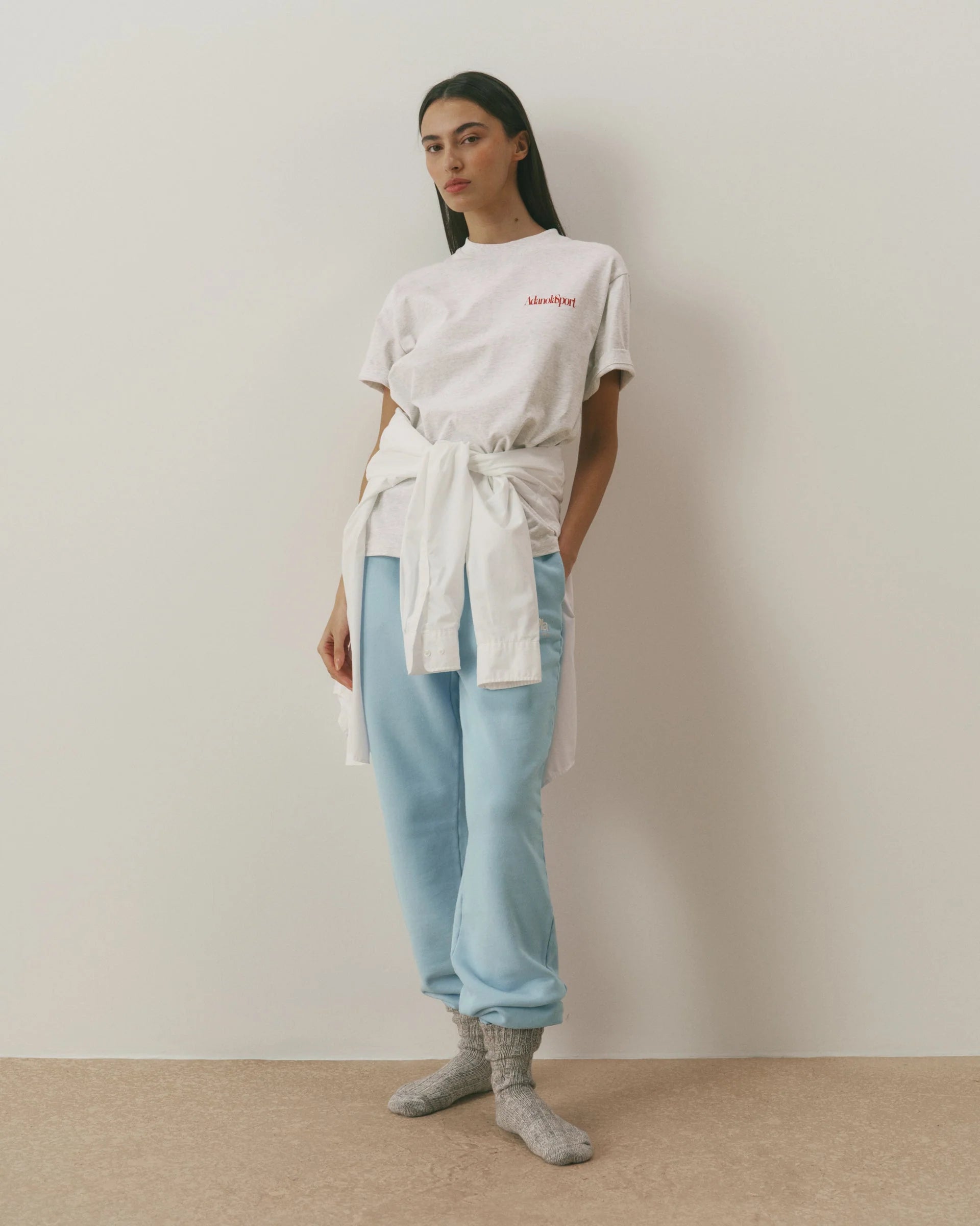 Retro Adanola Sport Oversized T-shirt - Light Grey Melange