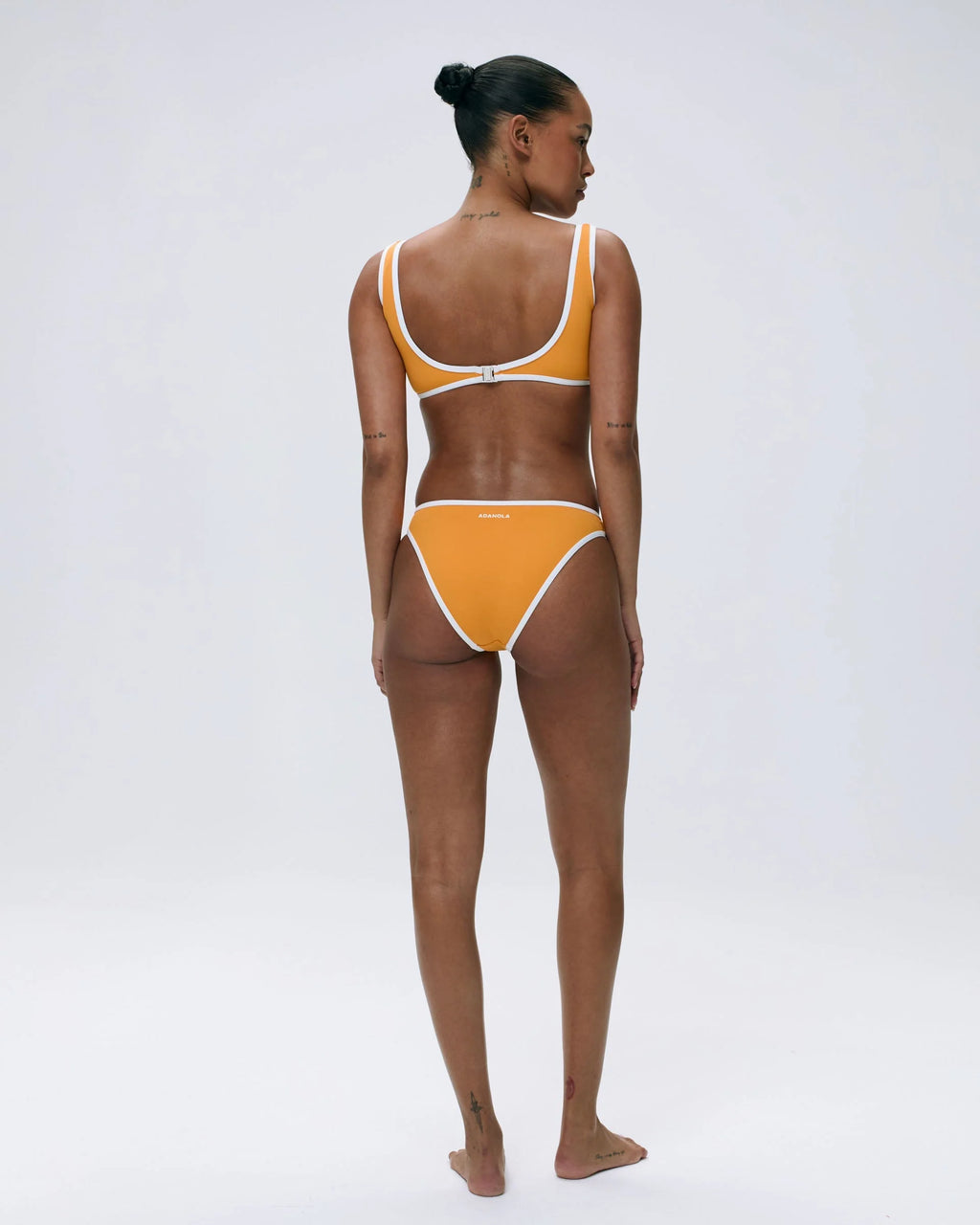 Contrast Bikini Bottom - Mango Orange/Marshmallow White