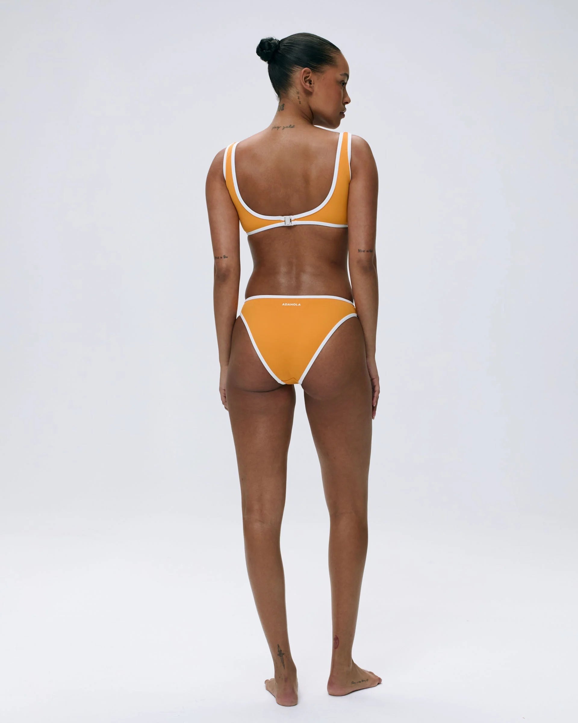 Contrast Bikini Bottom - Mango Orange/Marshmallow White