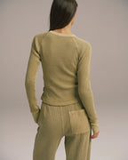 Waffle Raglan Long Sleeve Top - Pistachio Green