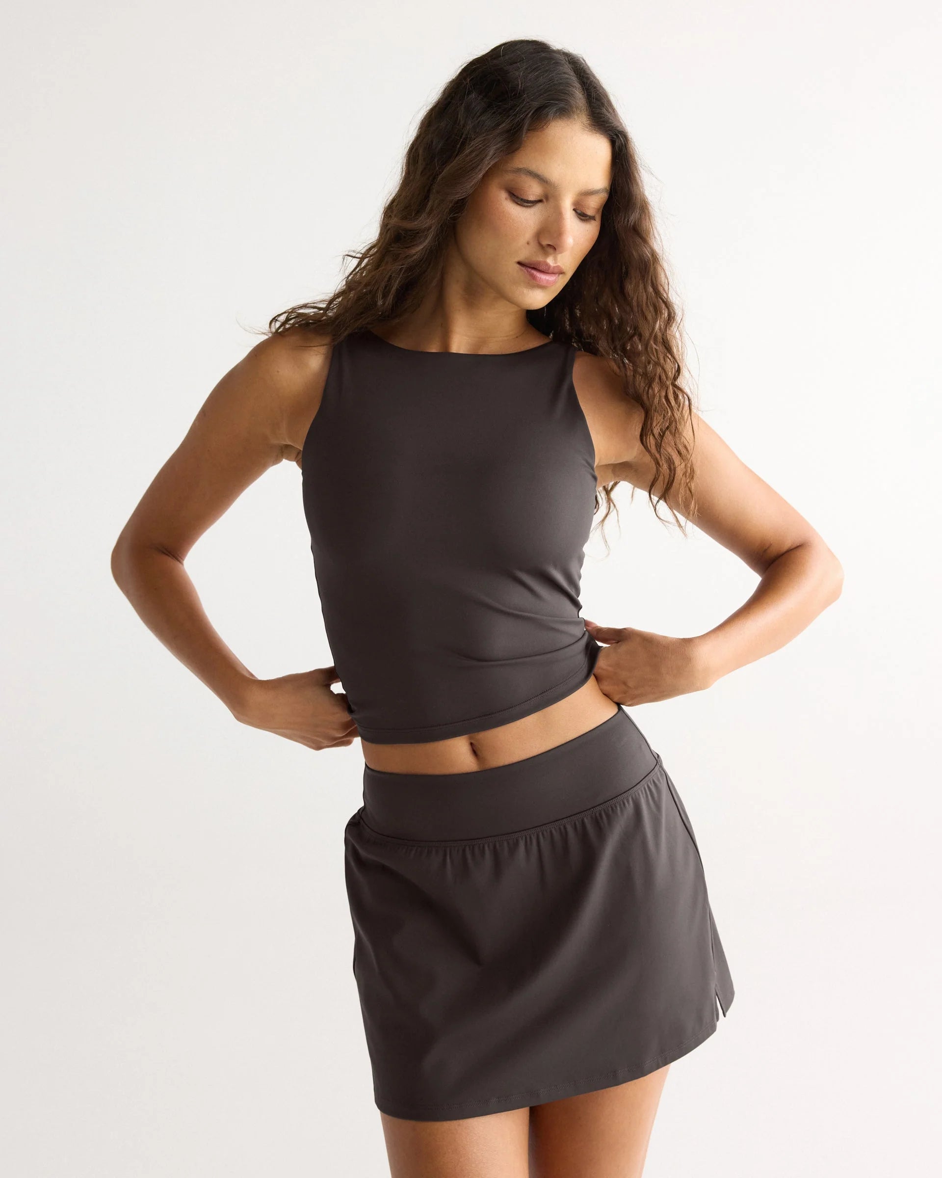Ultimate Scoop Back Tank - Coffee Bean