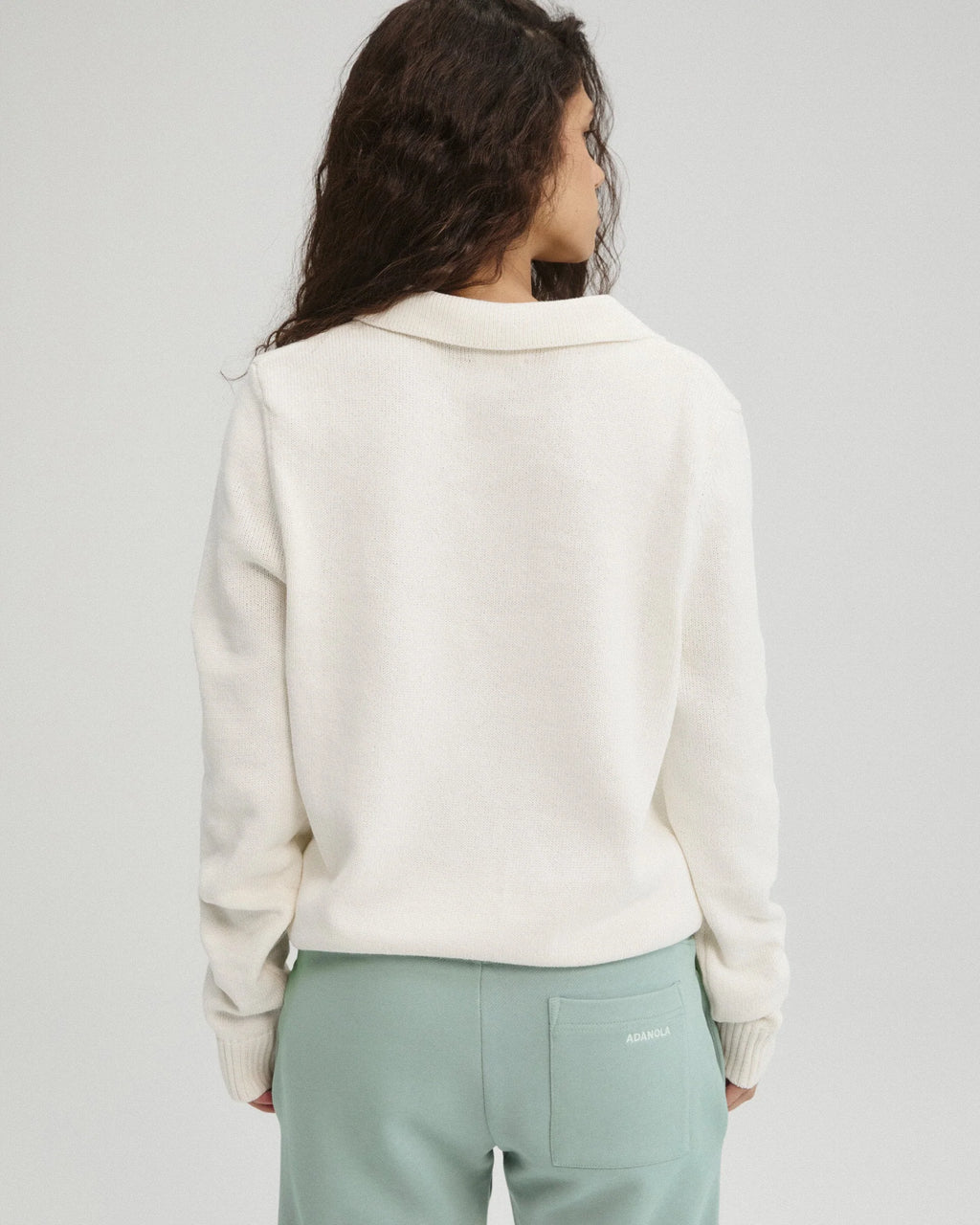 Knit Stripe Polo Top - Marshmallow White