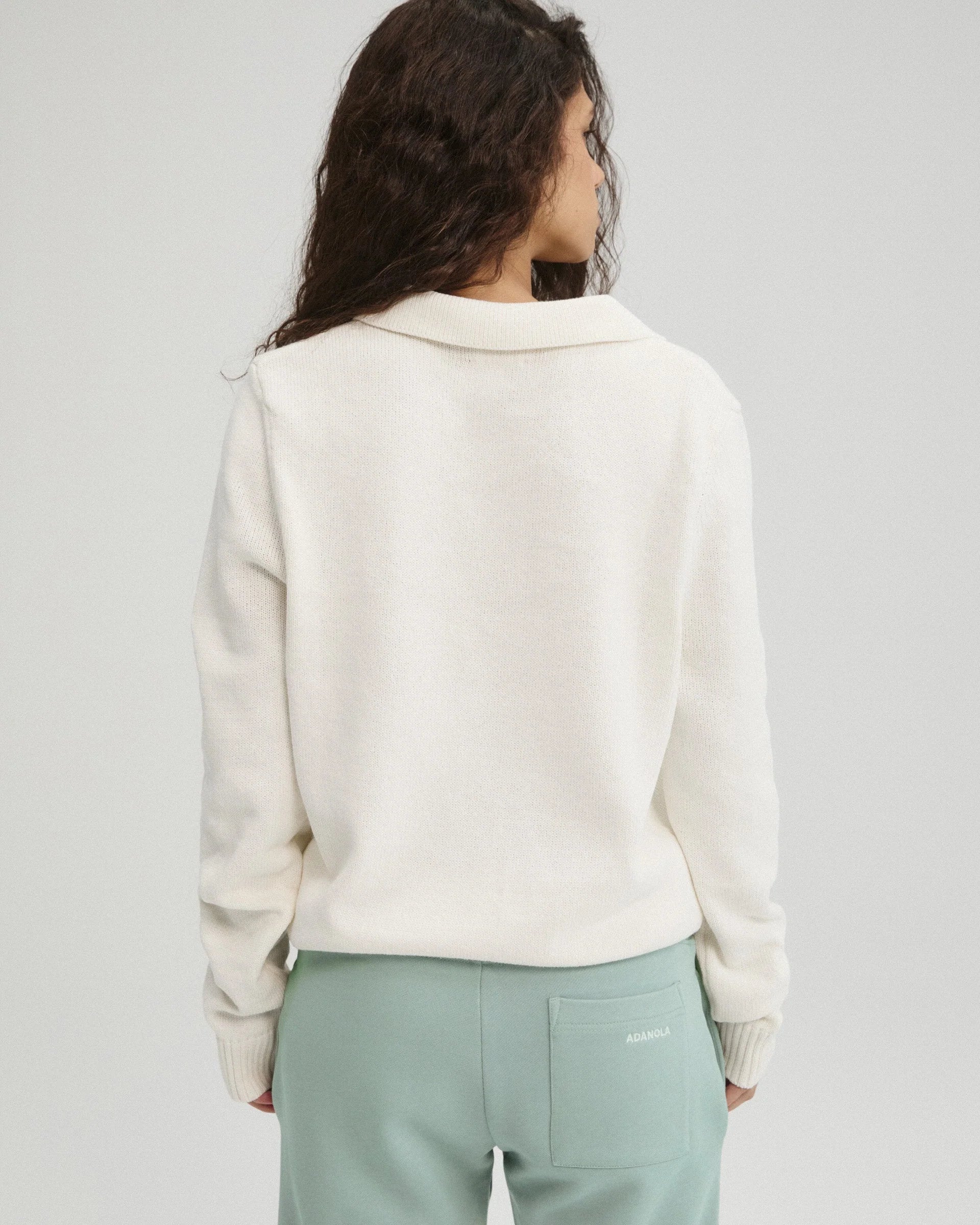 Knit Stripe Polo Top - Marshmallow White