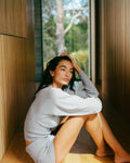 Knit Boat Neck Top - Light Grey Melange