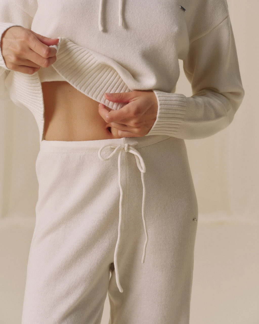 Lightweight Merino Wool Knit Trousers - Marshmallow White