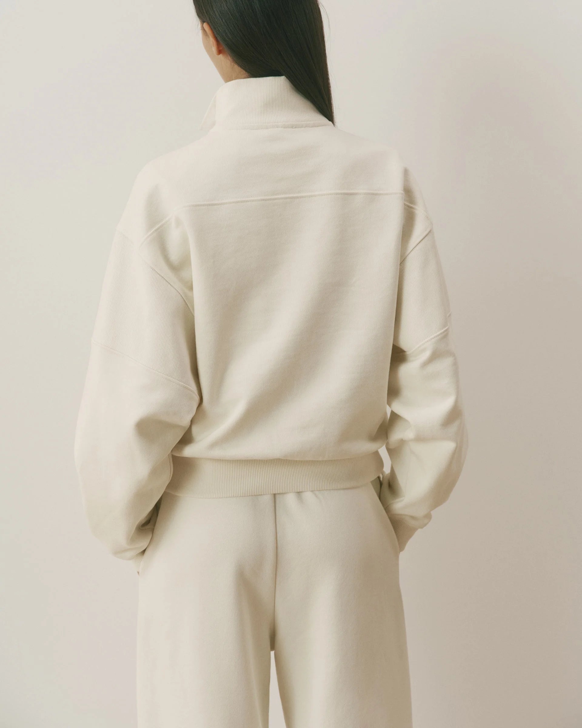 Retro AS Oversized Funnel Neck Zip Sweatshirt - Marshmallow White/Classic Red