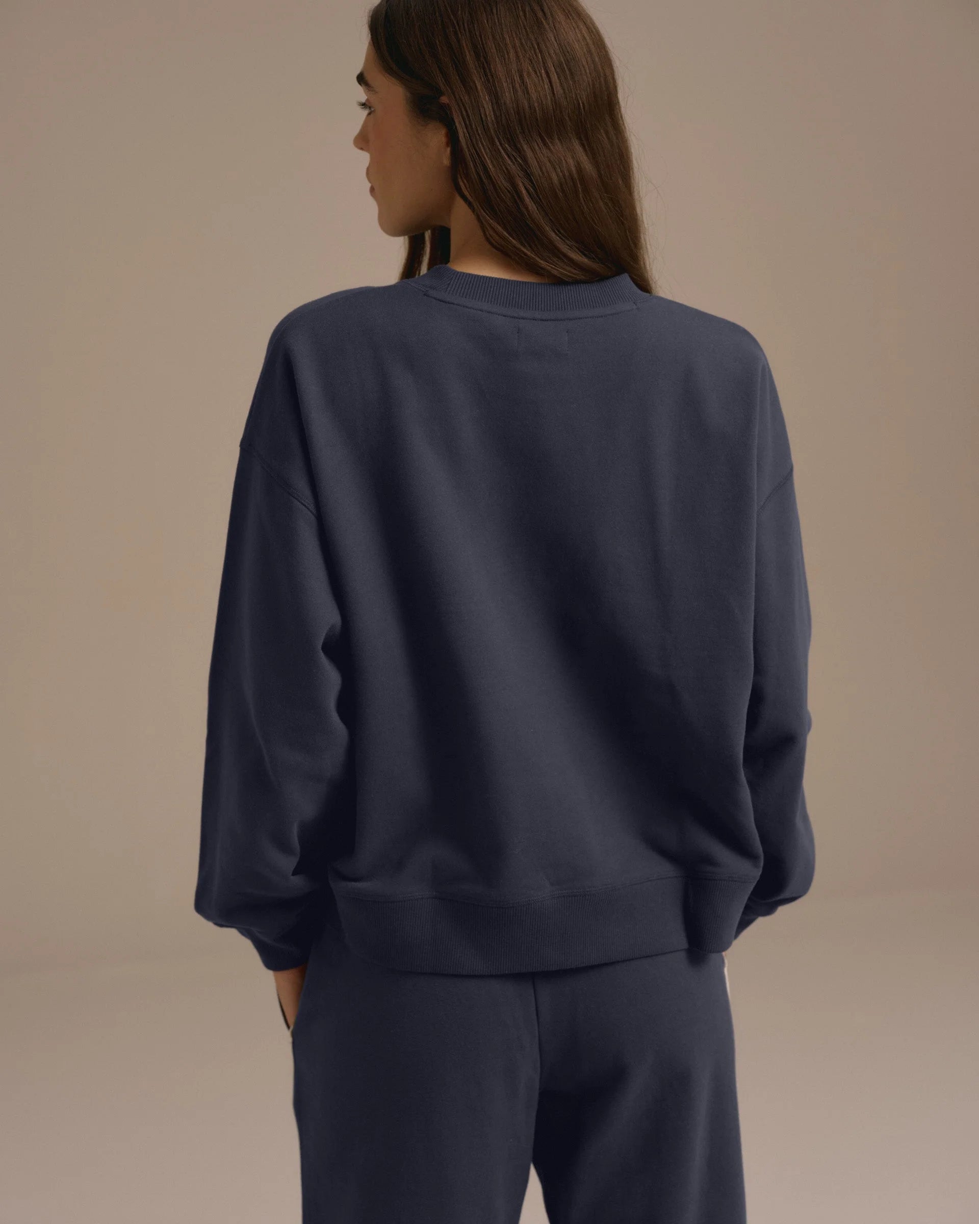 Varsity Loose Fit Sweatshirt - Midnight Blue/Marshmallow White