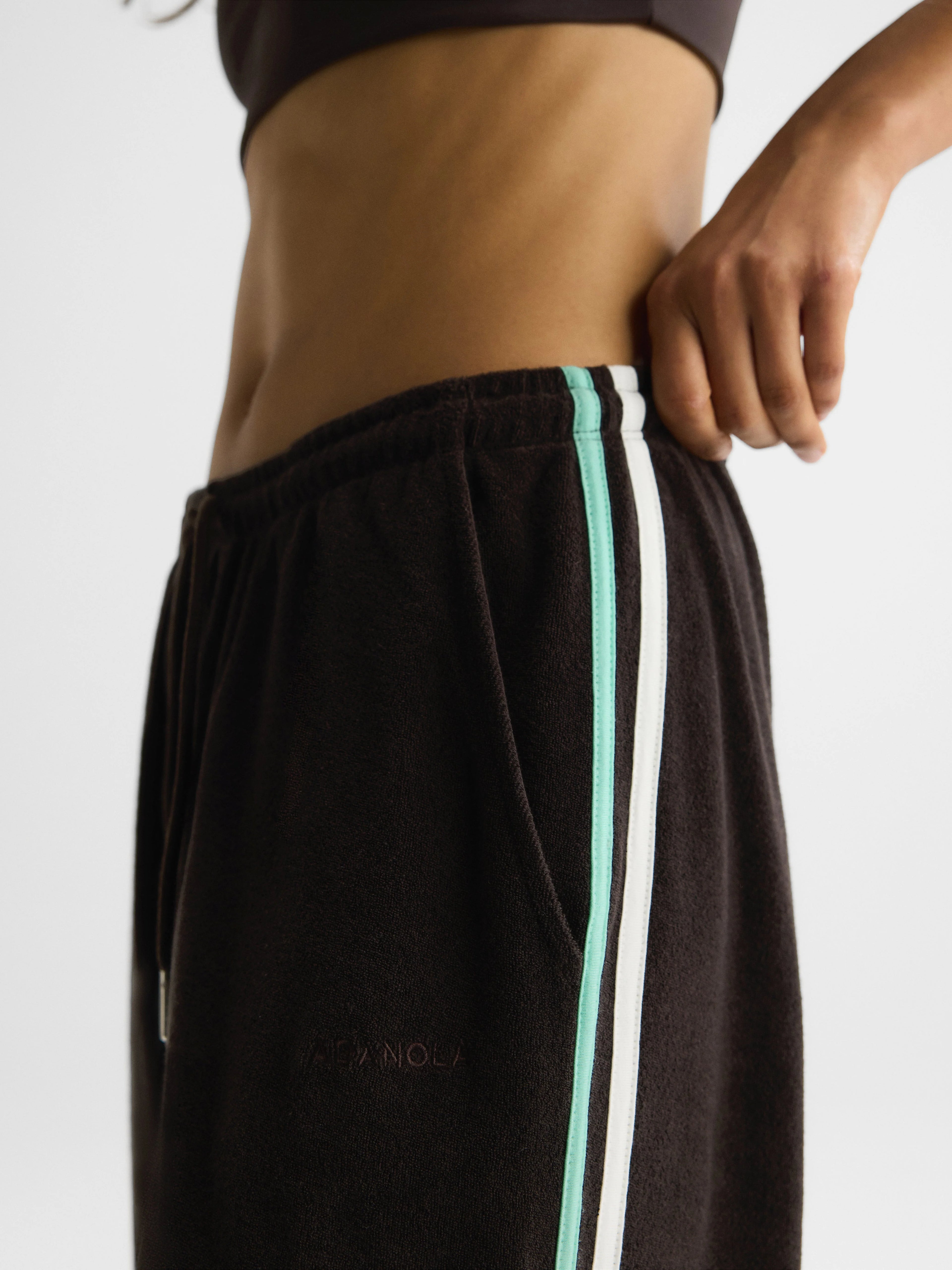 Terry Towelling Straight Leg Trousers - Coffee Bean