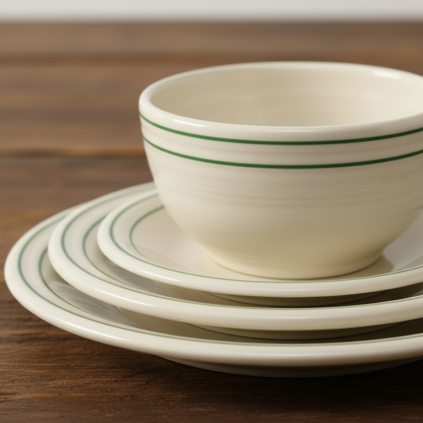 Americana Jade Band Classic Bistro 3-Piece Dinnerware Set, Service For 1