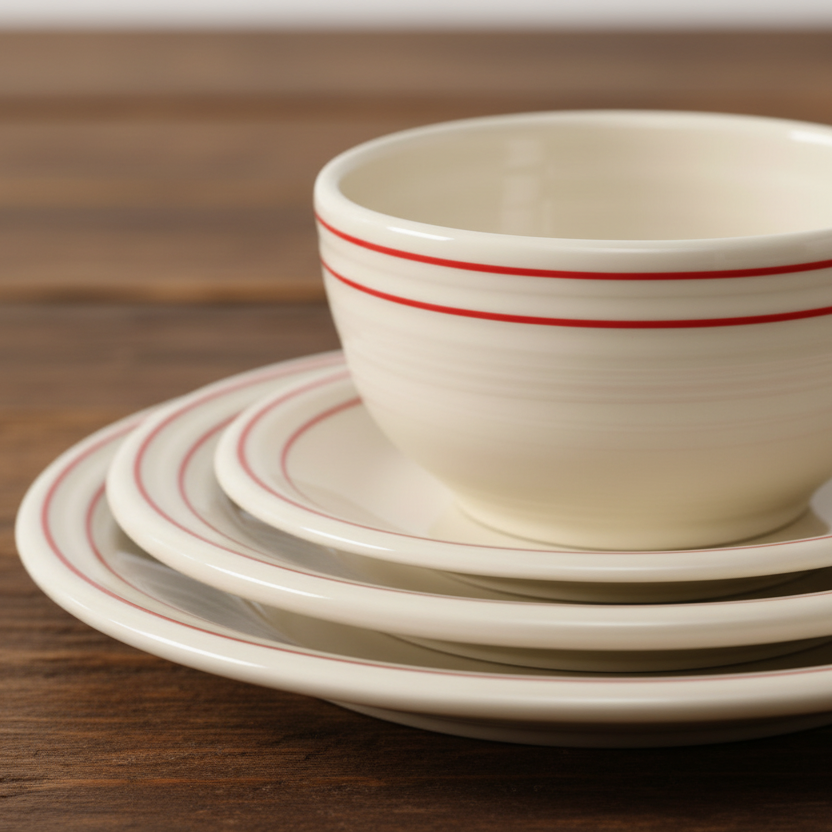 Americana Scarlet Band Set of 4 Classic Rim 10 1/2-Inch Dinner Plates