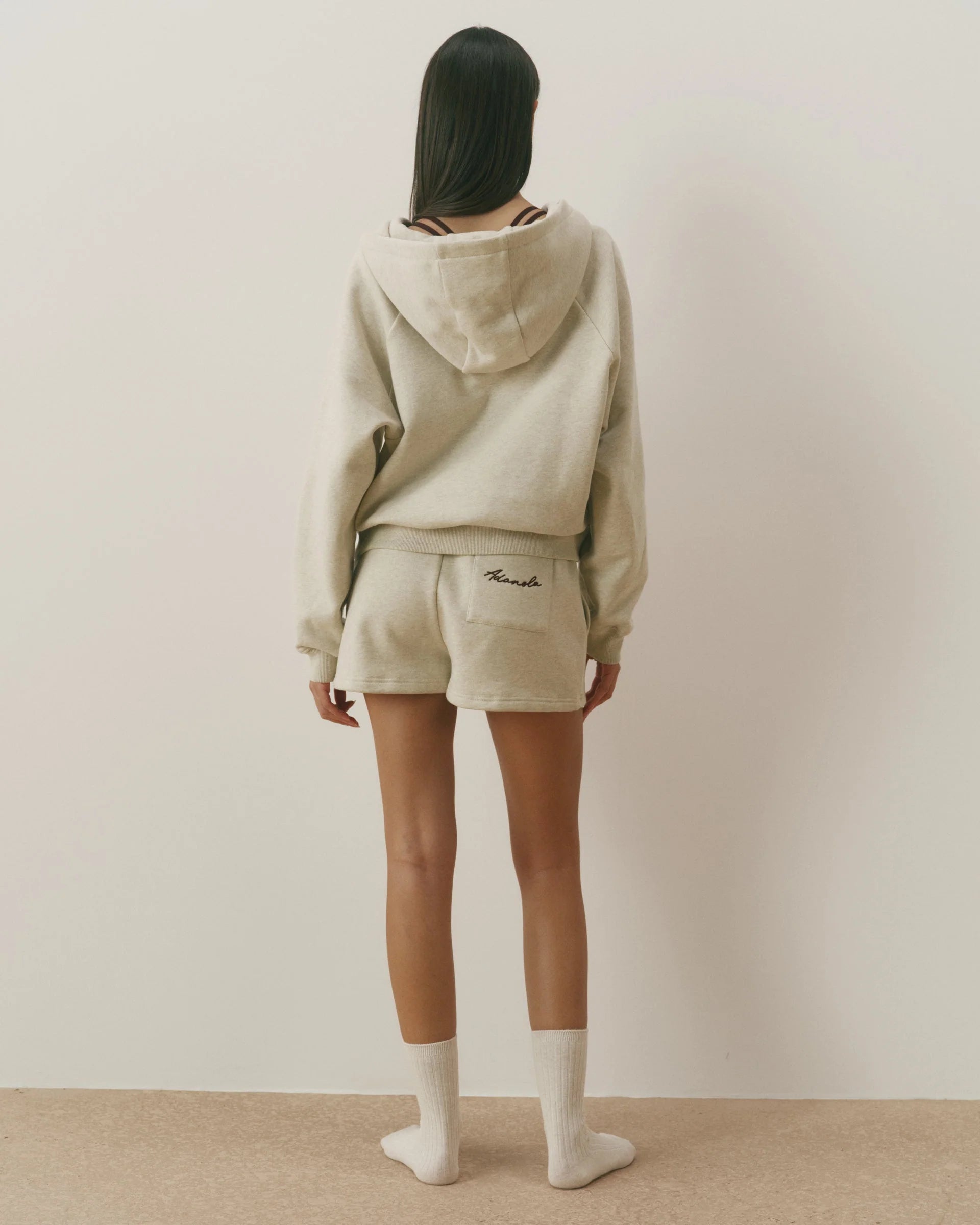 Signature Loose Fit Zip Through Hoodie - Oatmeal Marl/Coffee Bean