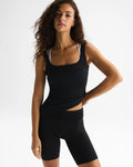 Soft Modal Rib Square Neck Cami Top - Black