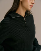 Balaclava Knit Hoodie - Black