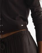 Knit Snap Button Cardigan - Coffee Bean