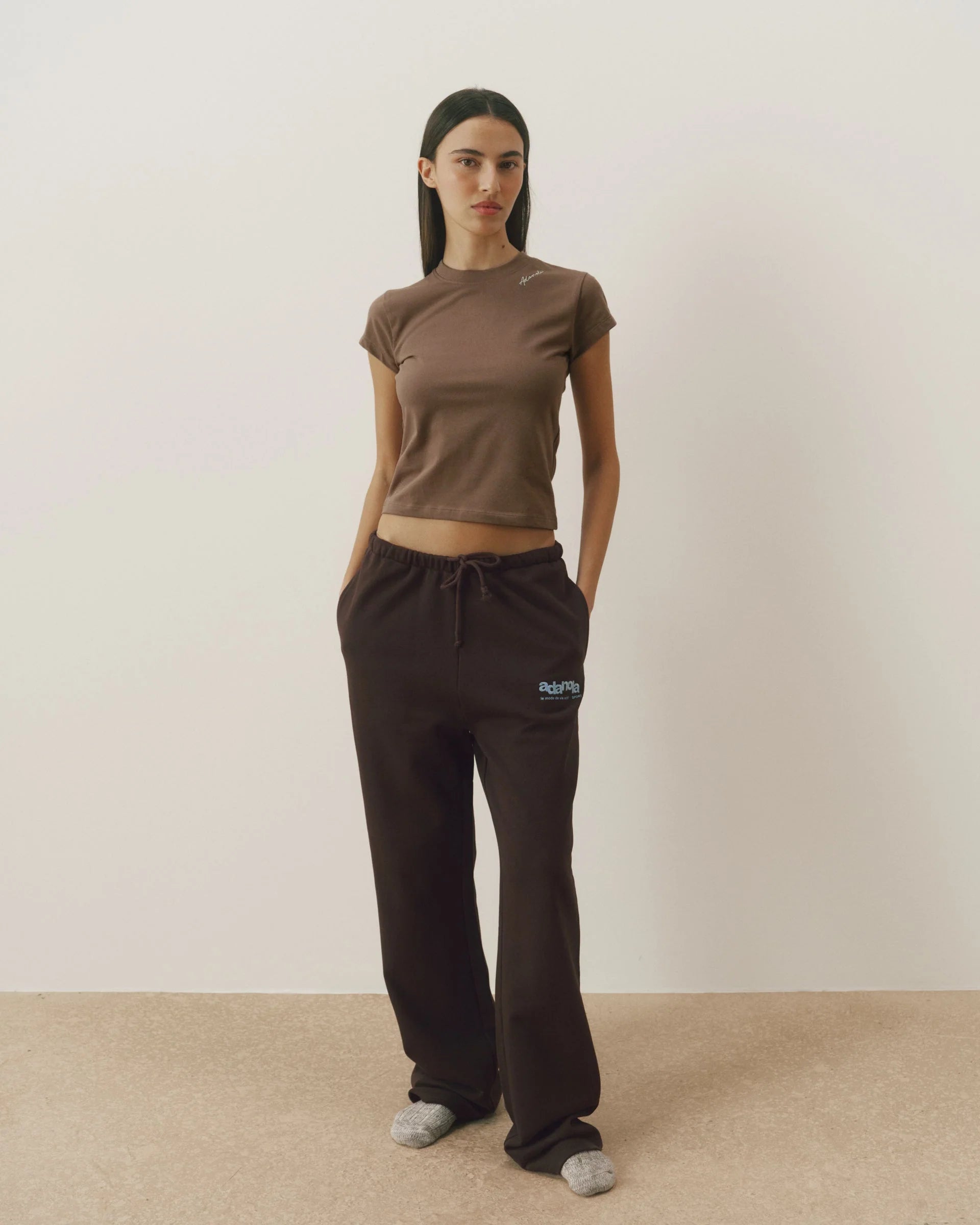 Le Mode De Vie Straight Leg Sweatpants - Coffee Bean/Airy Blue