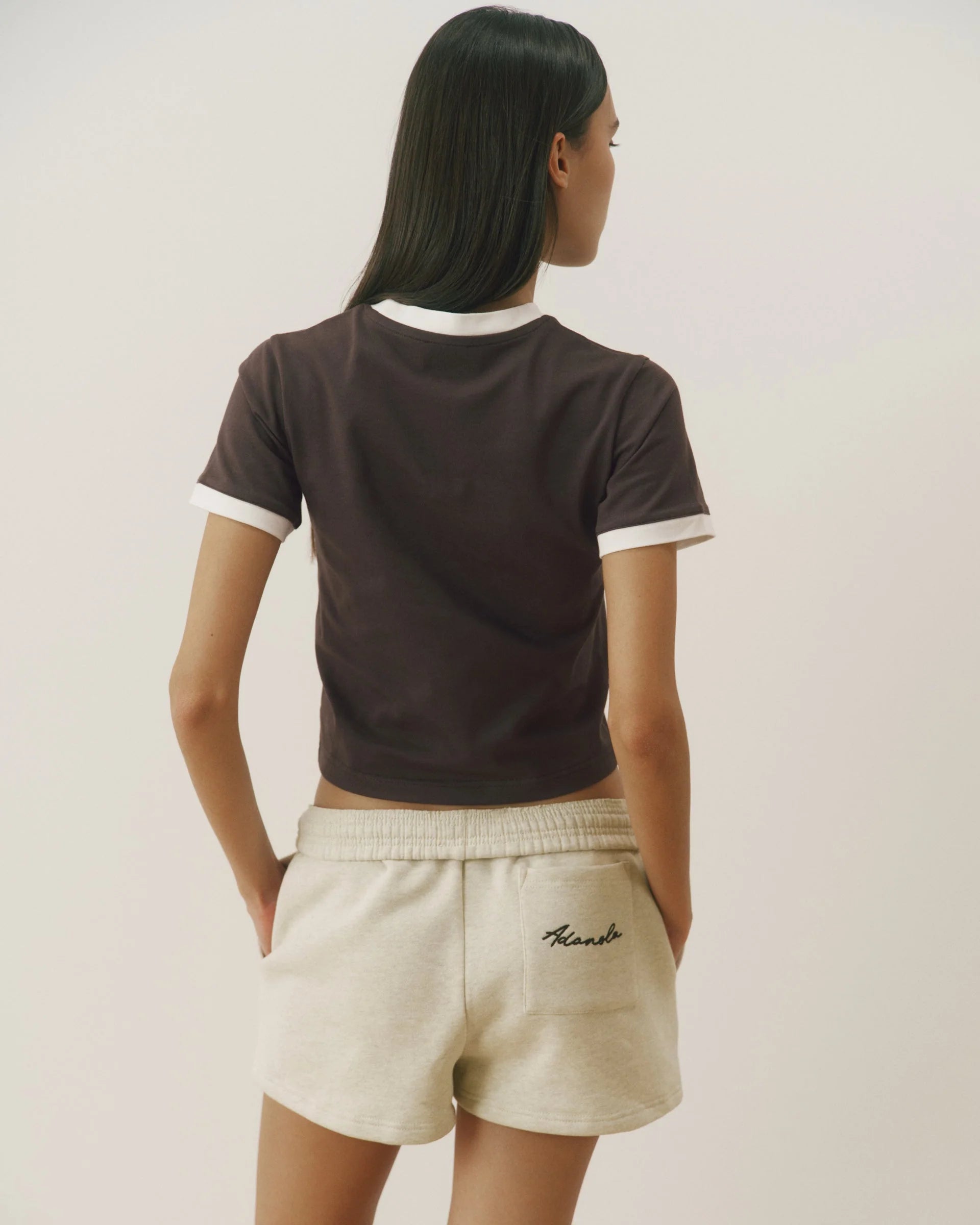 Contrast Detail Classic T-shirt - Coffee Bean/Marshmallow White