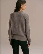 Cable Knit Sweatshirt - Dark Grey Melange