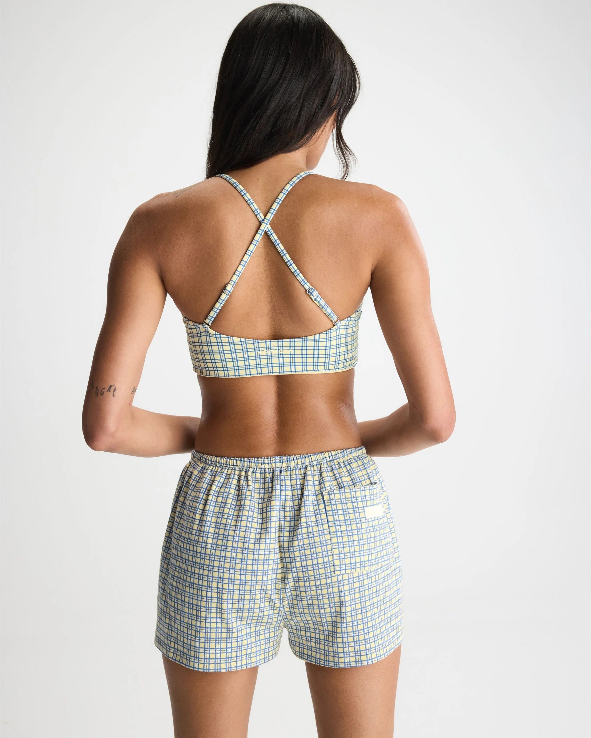 Checked Slub Lounge Shorts - Buttercream