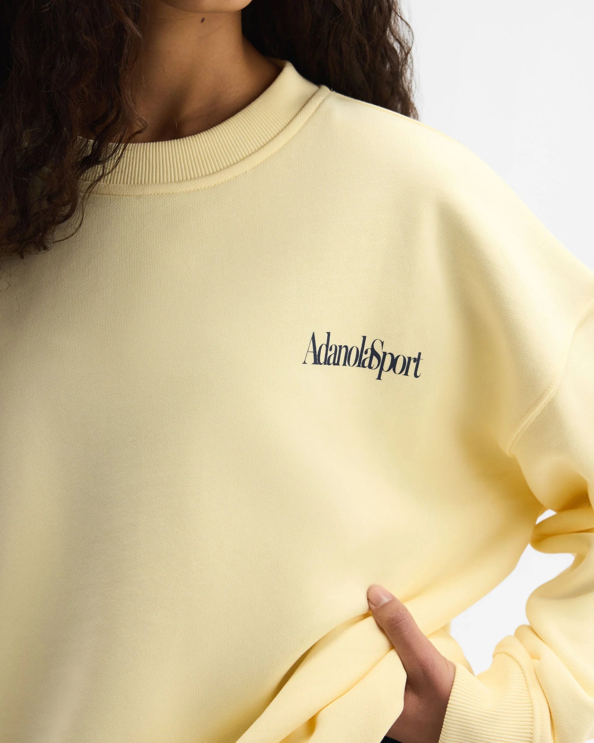 Retro AS Oversized Sweatshirt - Buttercream/Navy Blue