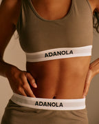 Branded Ribbed Racer Bra - Olive Green