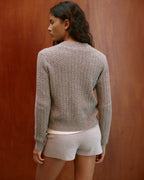 Cable Knit Cardigan - Dark Grey Melange