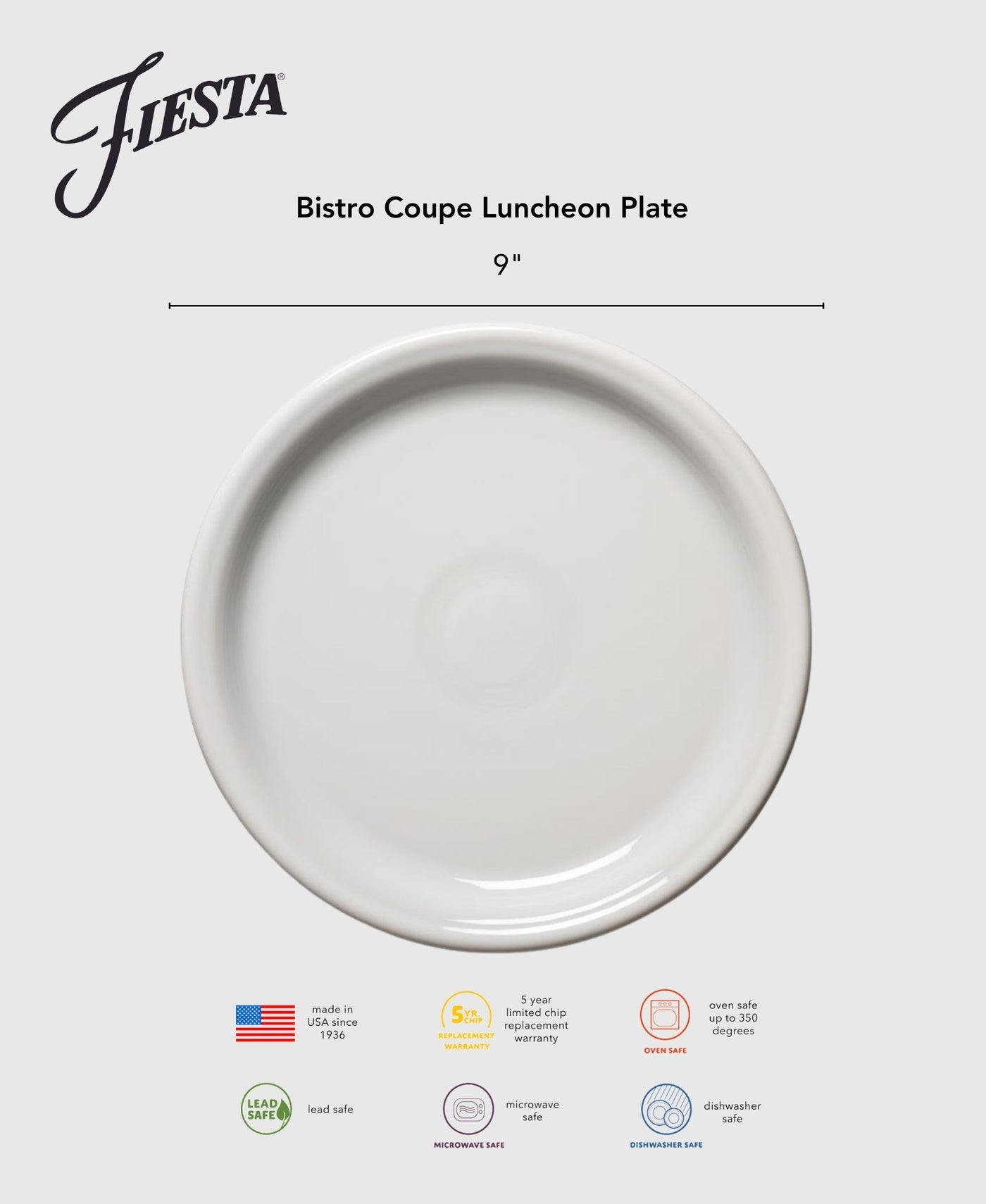 Retired Bistro Coupe 9 Inch Luncheon Plate
